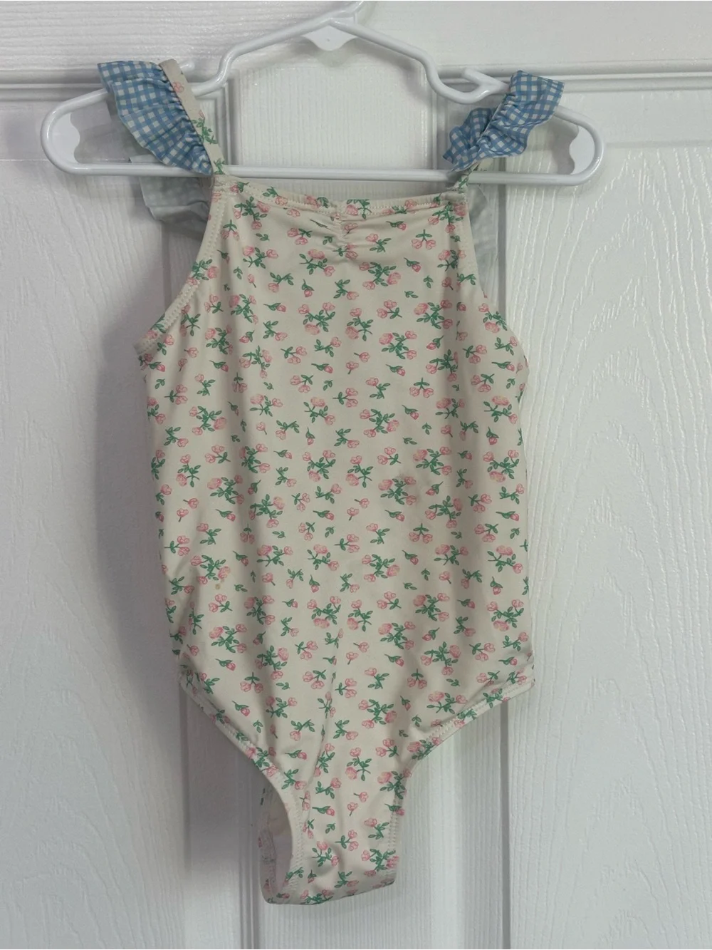 Toddlers Zara cream children's one-piece swimsuit Size 5T Pink Floral Print
